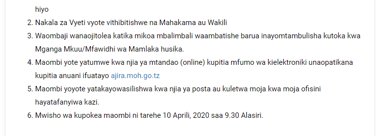 Ajira Za Afya Application System