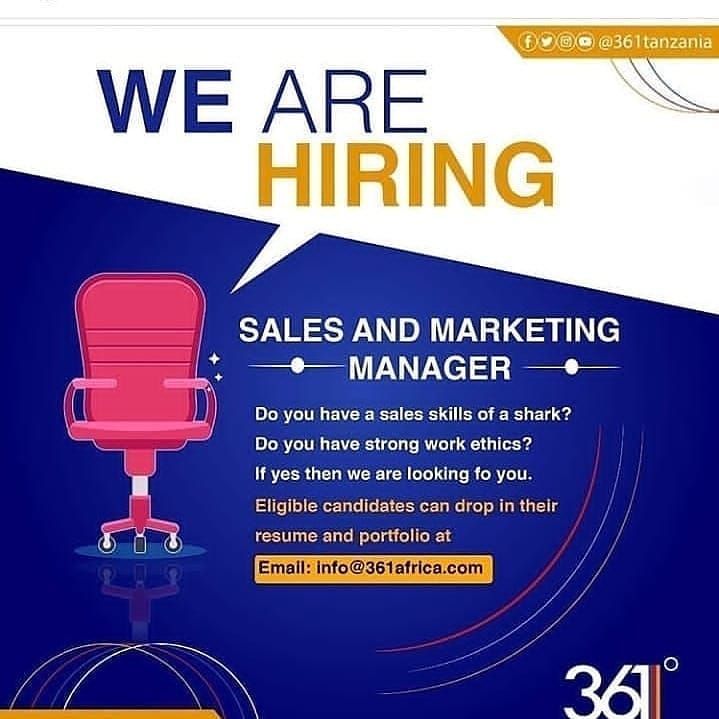 Sales And Marketing Manager at 361 Degrees Africa Limited 2 Job Opportunity at 361 Degrees Africa Limited