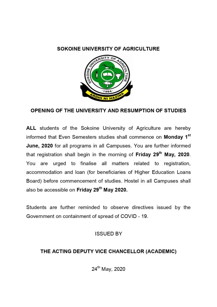 OPENING OF THE UNIVERSITY AND RESUMPTION OF STUDIES 2 OPENING OF THE UNIVERSITY AND RESUMPTION OF STUDIES