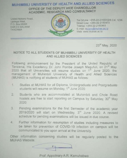 KUFUNGULIWA KWA CHUO MUHULA WA PILI MUHAS KUFUNGULIWA KWA CHUO MUHULA WA PILI MUHAS