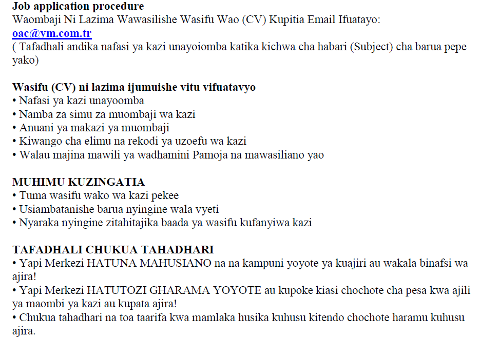 1,017 Jobs Opportunities at Yapı Merkezi Construction Tanzania 1 Jobs Opportunities at Yapı Merkezi Construction Tanzania