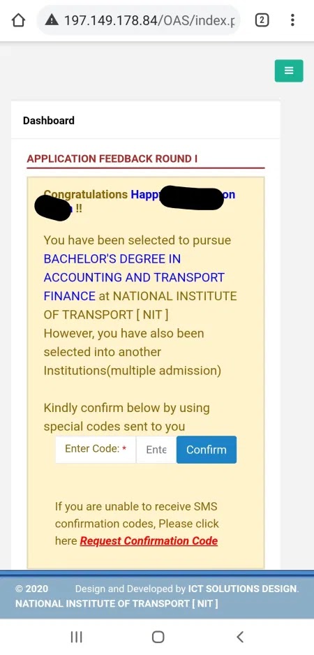 National Institute of Transport (NIT) Selection 202021