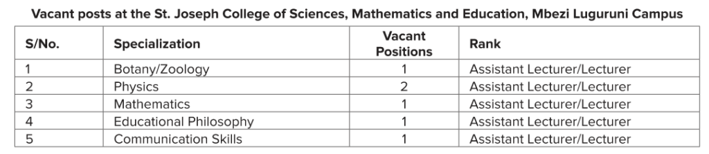 6 Jobs at the St. Joseph College Mbezi Luguruni Campus