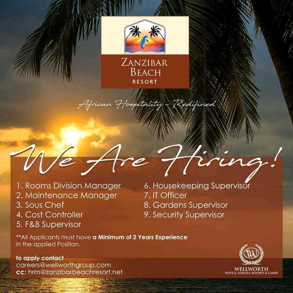 9 New Job Opportunities at Zanzibar Beach Resort New Job Opportunities at Zanzibar Beach Resort