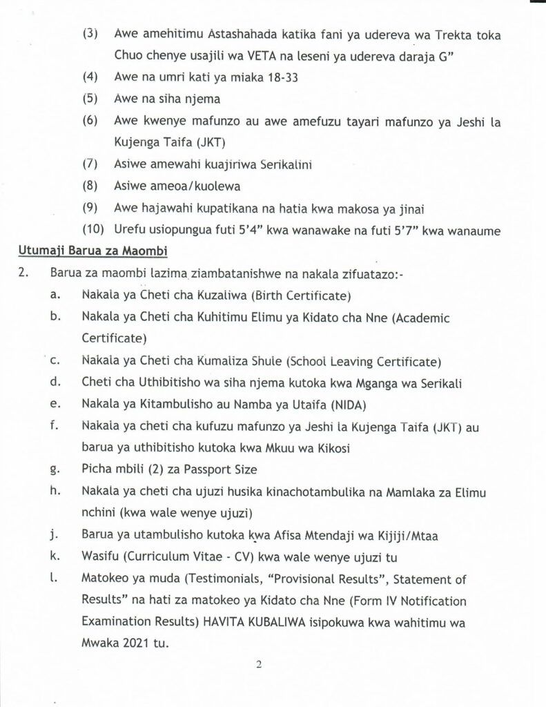 1241 New job at Jeshi la Magereza Tanzania Jeshi la Magereza Tanzania