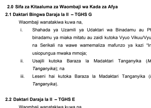 Ajira Mpya Kada ya Afya Tamisemi 2023