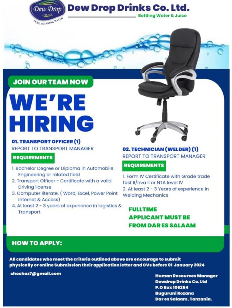 6 Jobs at Dew Drop Drinks Company Limited AJIRASASA